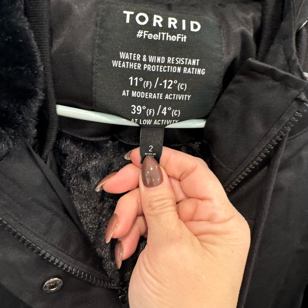 Black Torrid Nylon 3 In 1 Parka Puffer Coat Jacket size 2 - Picture 3 of 11